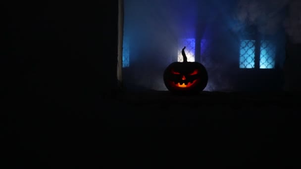 Halloween Éjszakai Háttér Tökfej Halloween Esti Fesztiválon — Stock videók