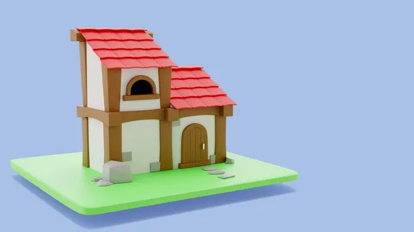 3Dおもちゃハウス低ポリ — ストック写真