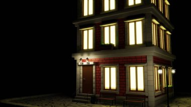 Pencereli 3D tuğla ev