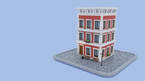 Casa de juguete de ladrillo 3d con ventanas —  Fotos de Stock