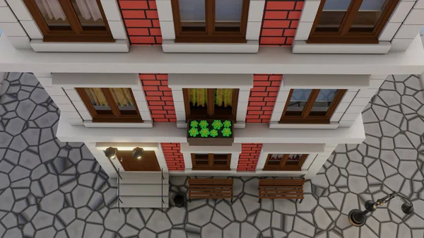 Pencereli 3D tuğla ev