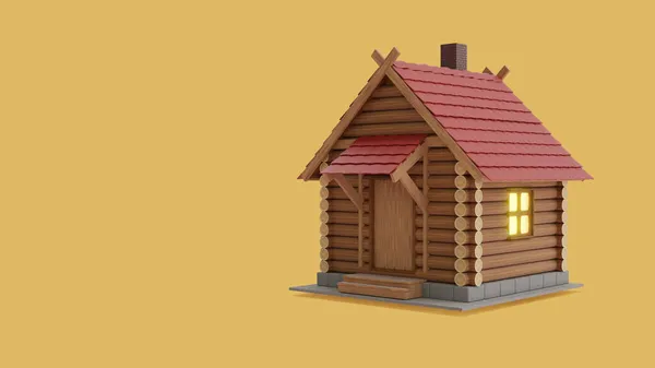 Visualización 3d de una cabaña de madera — Foto de Stock