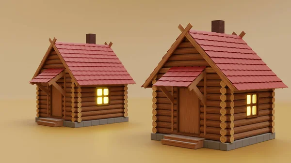 Visualización 3d de una cabaña de madera —  Fotos de Stock