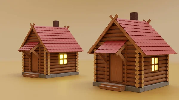 Visualizzazione 3d di una capanna in legno Immagini Stock Royalty Free