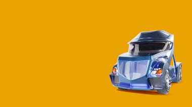 Sağlam bir arka planda bir kamyonun 3D görüntüsü