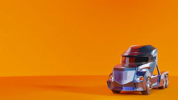 Sağlam bir arka planda bir kamyonun 3D görüntüsü