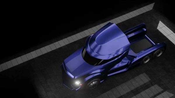 Sağlam bir arka planda bir kamyonun 3D görüntüsü