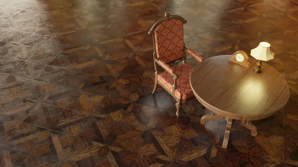 3D vizualizace interiér starožitný nábytek — Stock fotografie