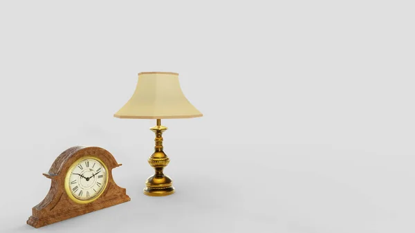 3d visualization of a clock and a lamp — Stock Photo, Image