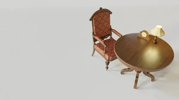 3D vizualizace interiér starožitný nábytek — Stock fotografie
