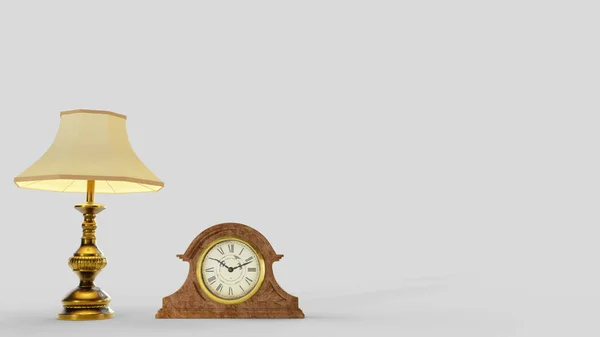 Bir saat ve lambanın 3D görüntüsü