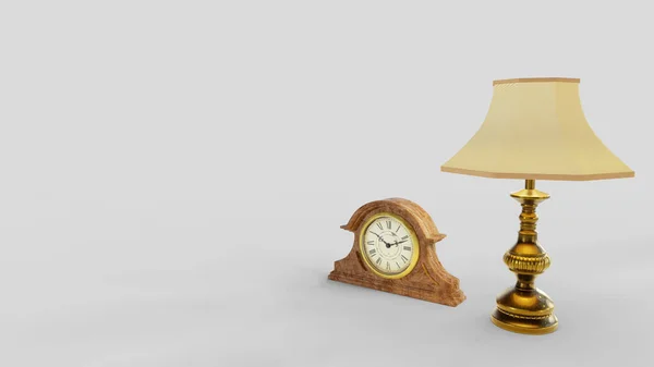 Visualización Reloj Una Lámpara Fondo Reloj Antiguo Lámpara Antigua —  Fotos de Stock