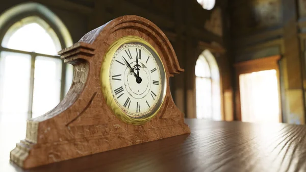 Visualization Vintage Clock Solid Background — Stock Photo, Image