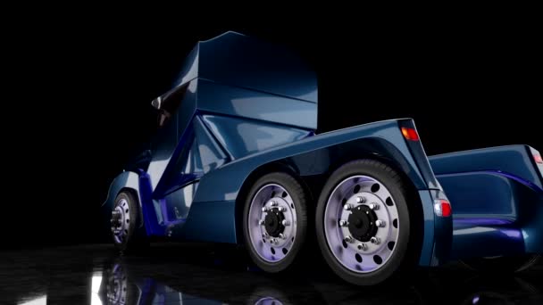 3d visualization of a truck on a solid background — 图库视频影像