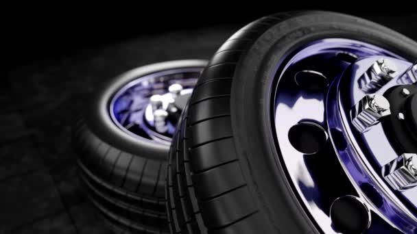 3D модель автомобільного колеса — стокове відео