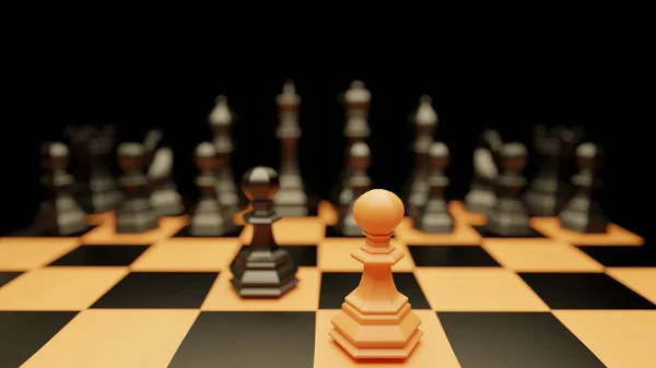 3D satranç tahtası siyah parçalar kamera sorunsuz sürüş