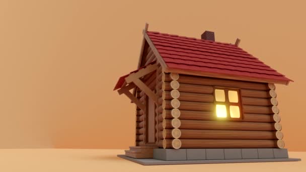 3D visualisatie van een eenvoudig huis op de achtergrond — Stockvideo