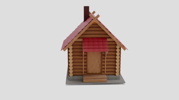 3D-Visualisierung eines einfachen Hauses im Hintergrund — Stockvideo