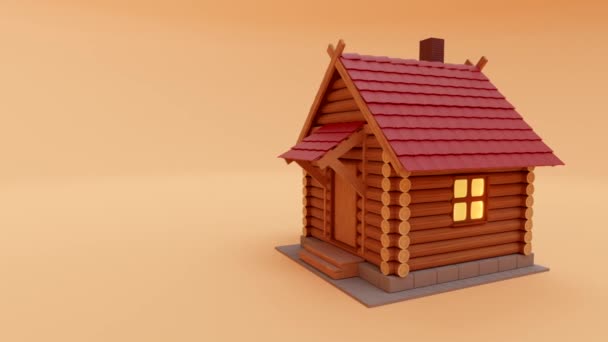 3D-visualisering av ett enkelt hus på bakgrunden — Stockvideo