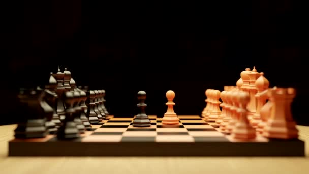 3D απεικόνιση του σκακιού στον πίνακα — Αρχείο Βίντεο