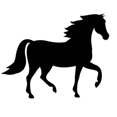 Atın siyah ve beyaz vektör silueti