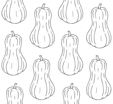 Kabaklarla kusursuz siyah ve beyaz vektör deseni