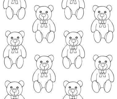 Sevimli oyuncak ayı, kusursuz desen, vektör illüstrasyonu