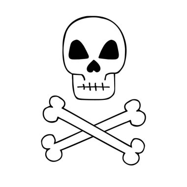 kafatası kemikleri ve çapraz kemikli vektör çizimi tasarımı