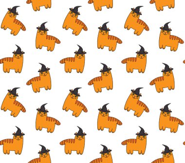 Sevimli çizgi film kedileriyle kusursuz desen