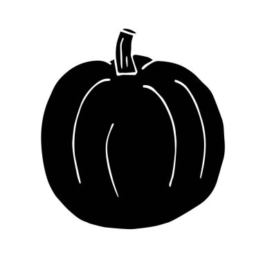 Vektör el çizimi beyaz arkaplanda izole edilmiş siyah balkabağı çizimi