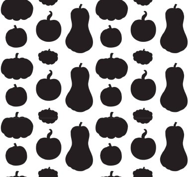 Beyaz arkaplanda izole edilmiş el kabağı siluetinin vektörsüz deseni