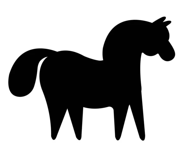 Vektor Ploché Ručně Kreslený Kůň Silueta Izolované Bílém Pozadí — Stockový vektor