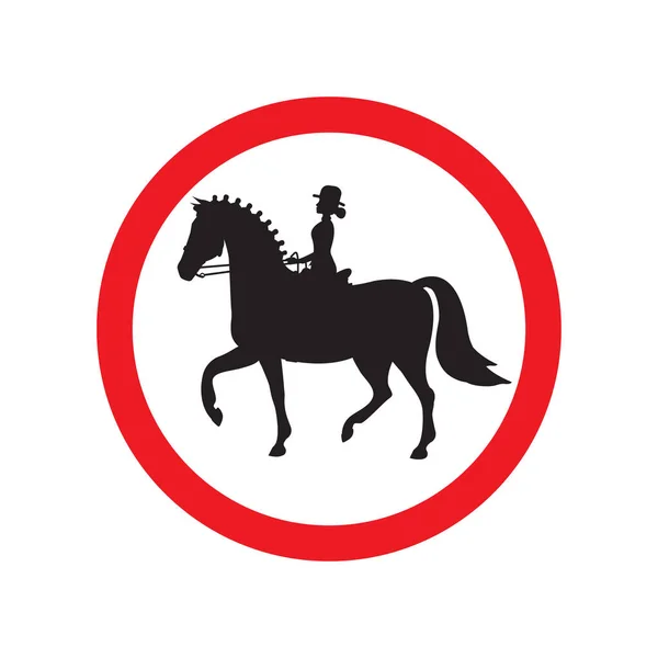 Vecteur Équitation Silhouette Cercle Rouge Signe Isolé Sur Fond Blanc — Image vectorielle