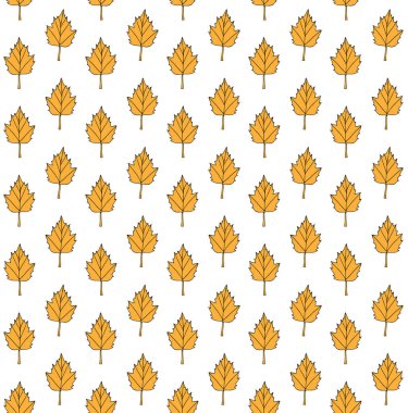 El çiziminin kusursuz çizimi. Beyaz arka planda izole edilmiş turuncu sonbahar yaprakları.