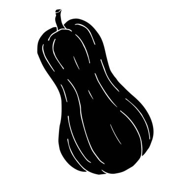 Vektör el çizimi beyaz arkaplanda izole edilmiş siyah balkabağı çizimi