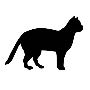 Vektör el çizimi beyaz arka planda izole kedi silueti çizimi