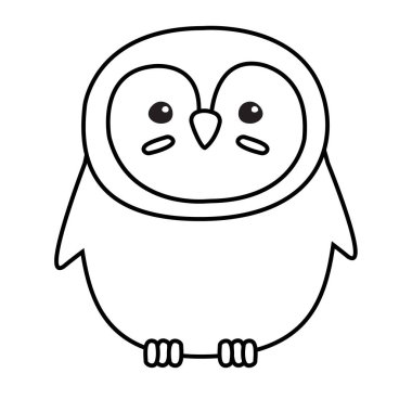 Beyaz arkaplanda izole edilmiş vektör çizgisi karikatür pengueni