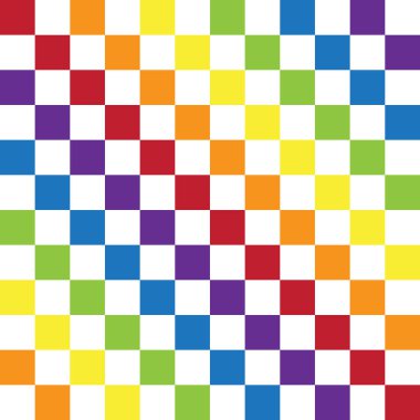 lgbt gökkuşağı seçili satranç tahtası dokusu beyaz arkaplanda izole edilmiş vektörsüz desen