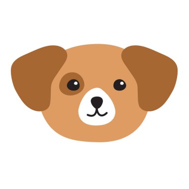 Beyaz arka planda izole edilmiş vektör düz çizgi el çizilmiş renkli köpek yüzü