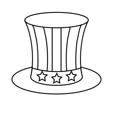 Vektör düz çizgi Amerikan bayrak şapkası