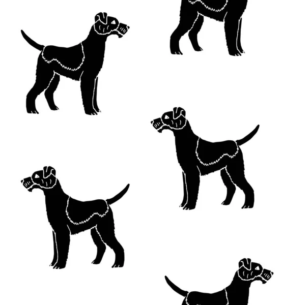 Vector seamless pattern of black fox terrier dog — Stock Vector