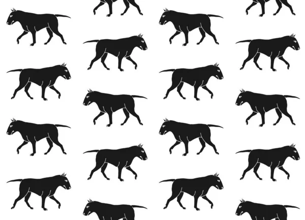 Patrón sin costura vectorial de perro terrier toro negro — Vector de stock