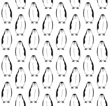 El çiziminin kusursuz çizimi. Beyaz arkaplanda izole edilmiş renkli penguen çizimi.