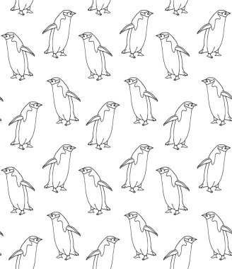 El çiziminin kusursuz çizimi. Beyaz arkaplanda izole edilmiş penguen çizimi.