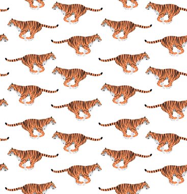 Beyaz arka planda izole edilmiş düz elle çizilmiş kaplan deseni.