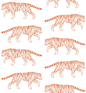 Elin kusursuz deseni turuncu kaplan çizimi.