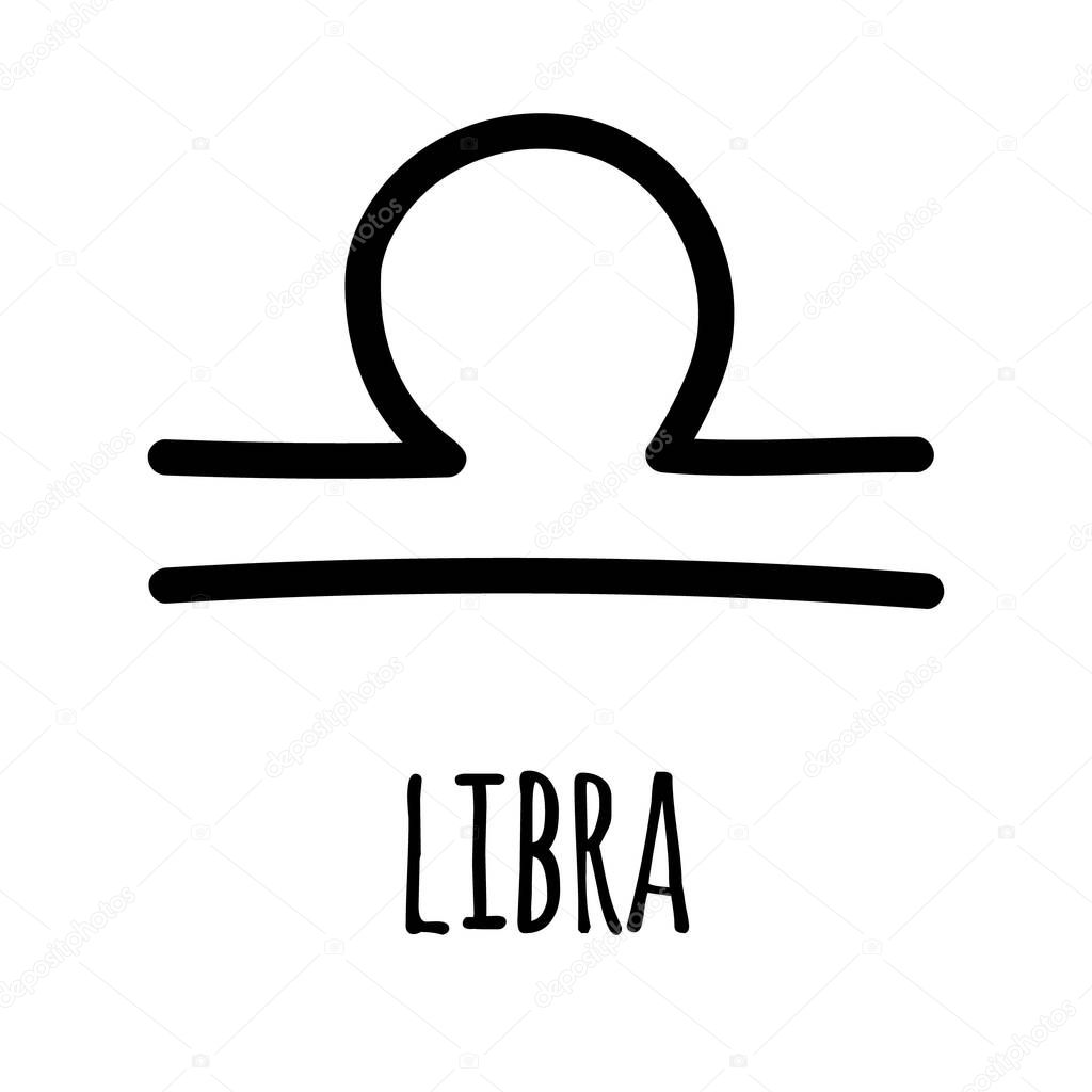 Vector hand drawn libra astrological zodiac sign
