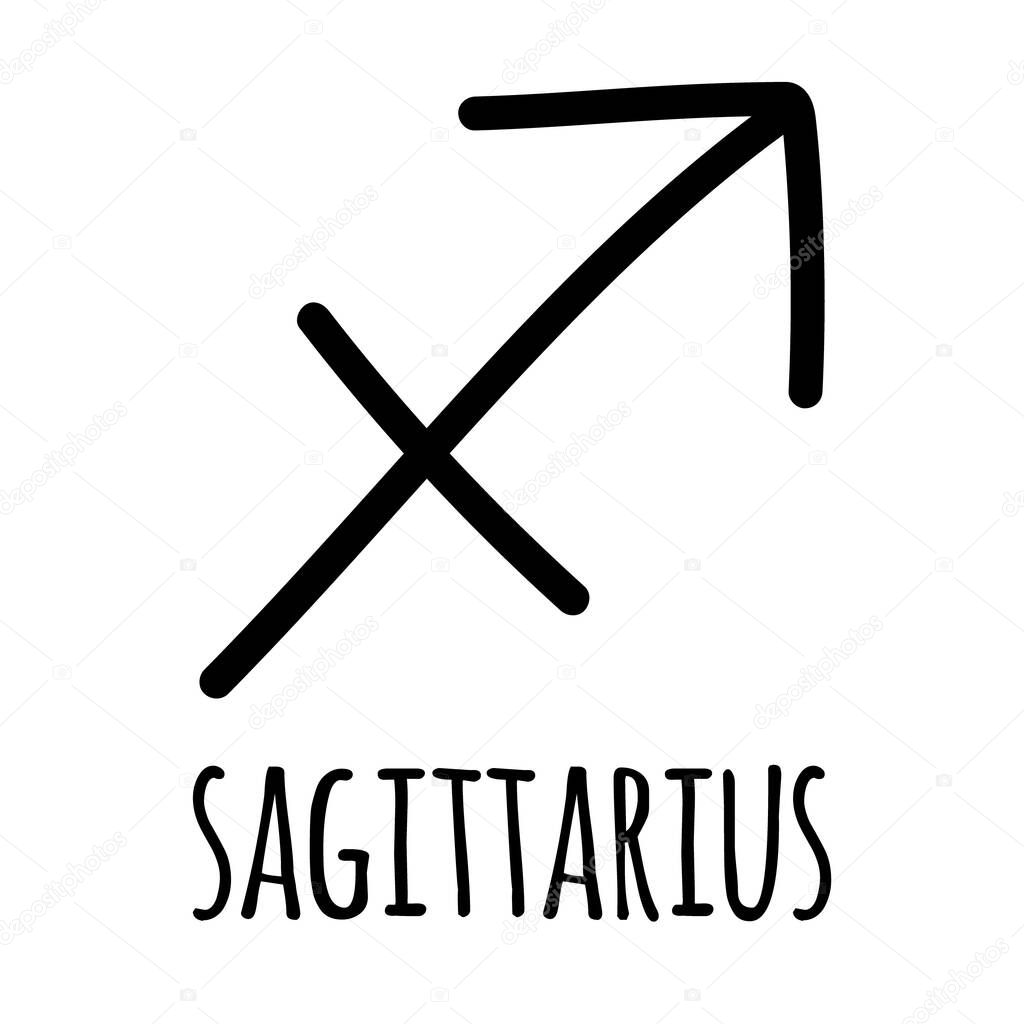 Vector hand drawn sagittarius zodiac sign