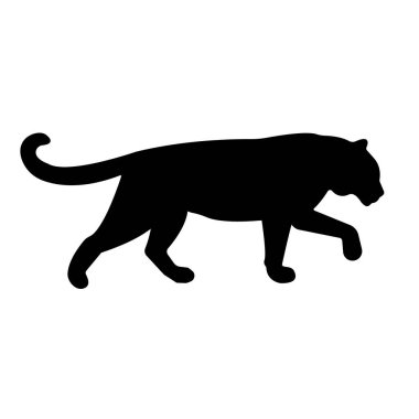 Beyaz arka planda izole edilmiş düz el kaplan silueti