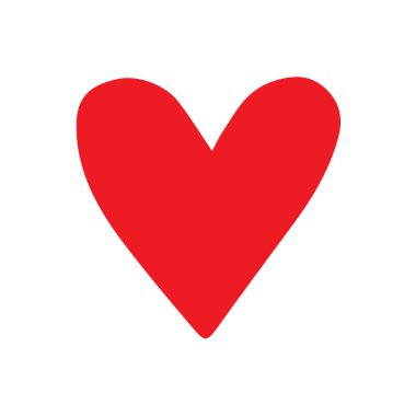 Vektör el karalama çizimi beyaz arkaplanda izole kırmızı kalp